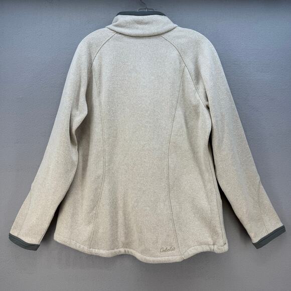 Cabela's Full Zip Sweater Jacket Women's L Beige Full Zip Athleisure High Collar - Picture 2 of 14